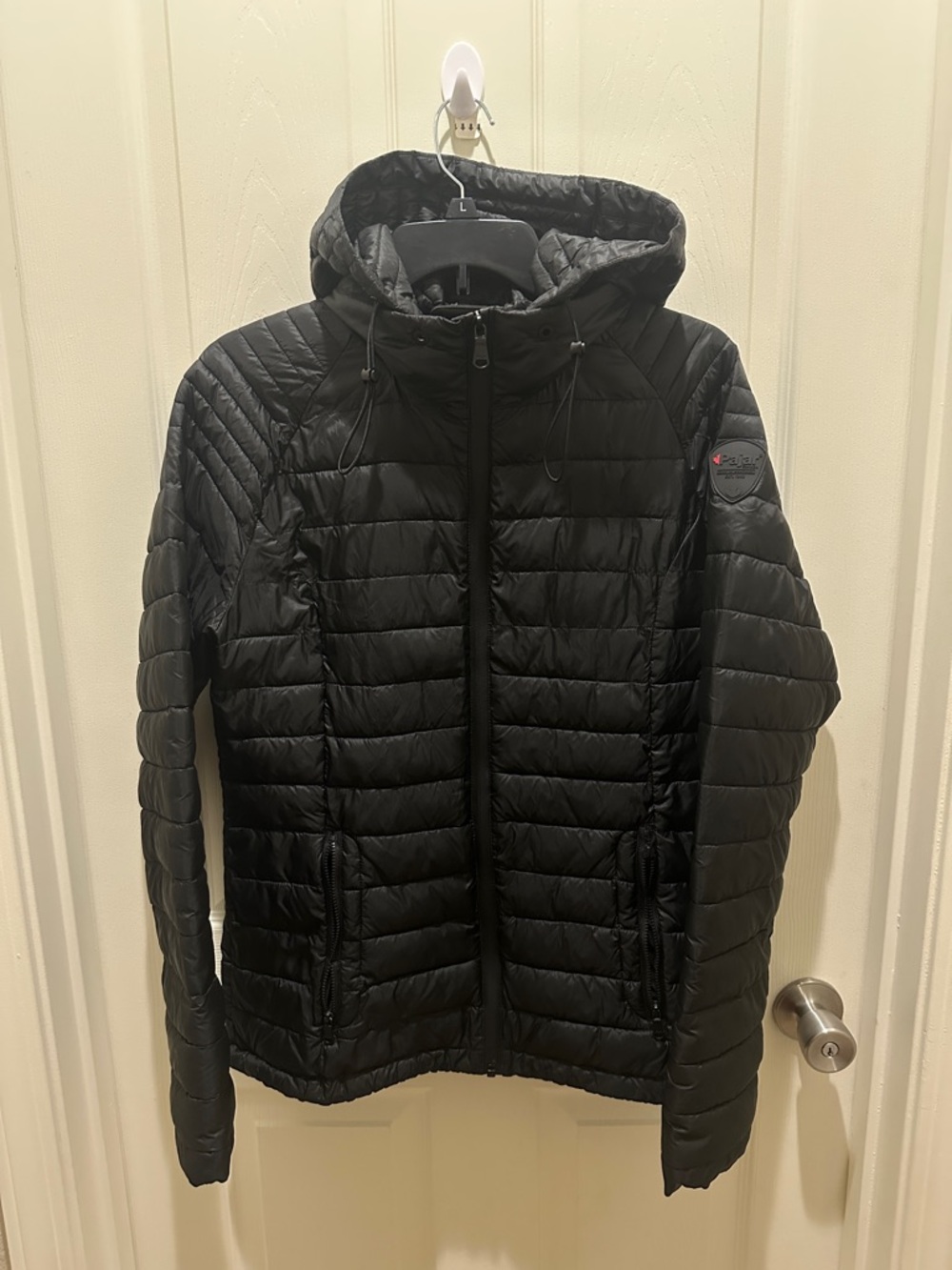 Pajar Canada Black Quilted Puffer Jacket with removable hood size large women’s